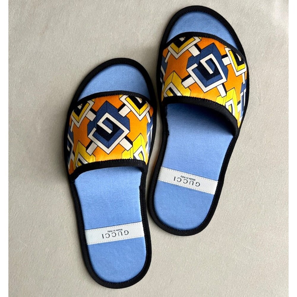 GUCCI Satin GG Printed Slides Home Slippers SIze 37 38